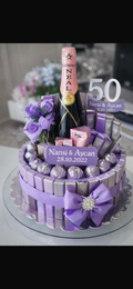 Personalized Anniversary Cake Gift Box with Champagne & Custom Numbers