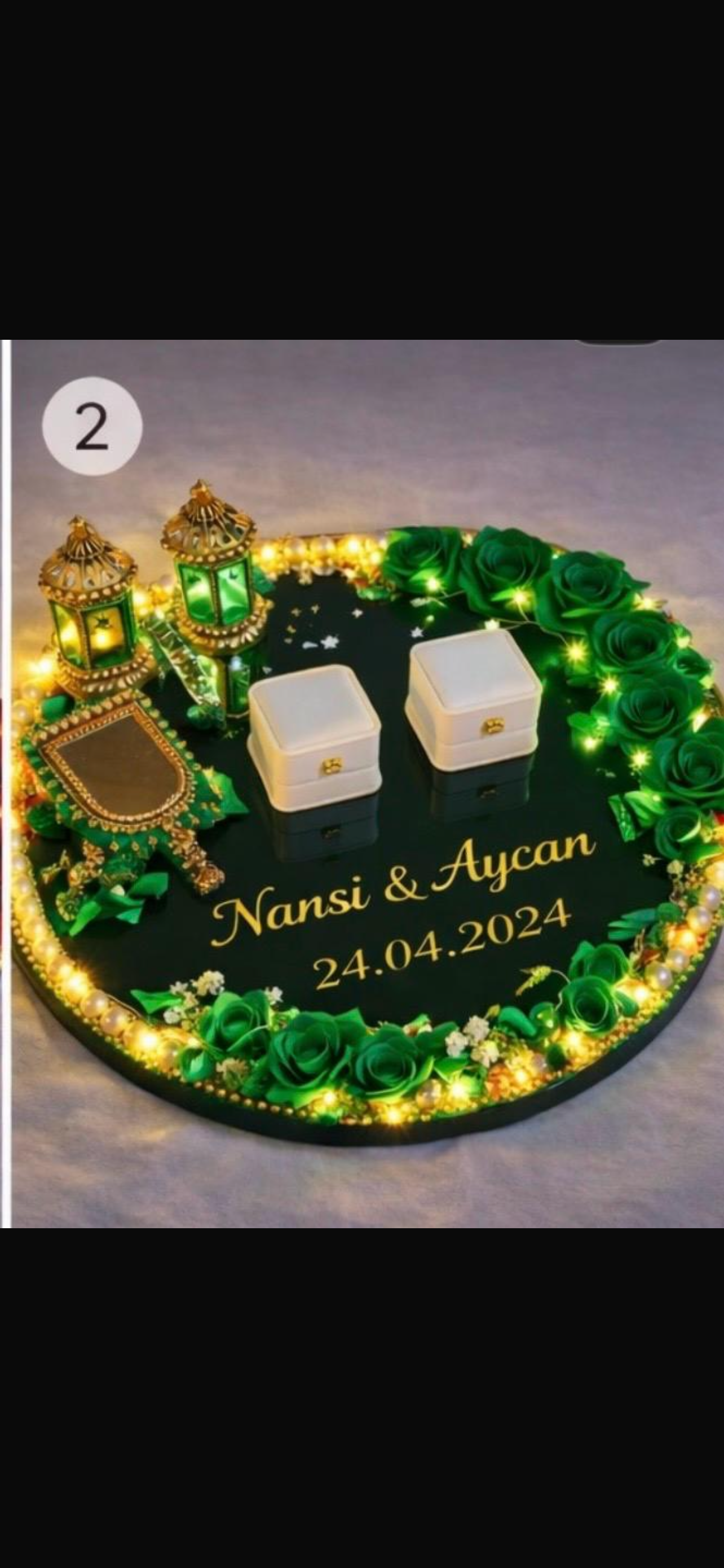 Round Green LED Ring Tray – Unique Wedding Decor