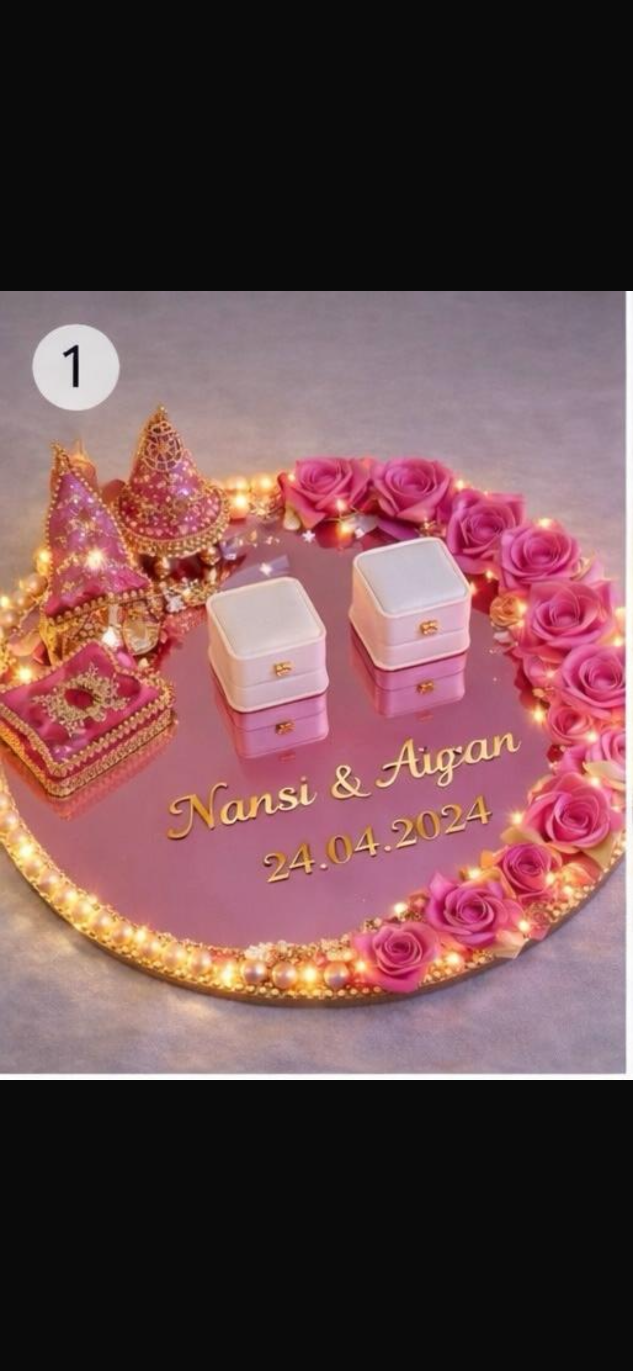 Romantic Round LED Ring Tray with Roses