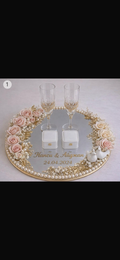 Wedding Tray Set with Champagne Glasses and Ring Holders