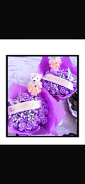 Purple Rose Bouquet with Teddy Bear – Elegant Gift
