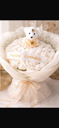 Birthday Rose Bouquet with Teddy Bear